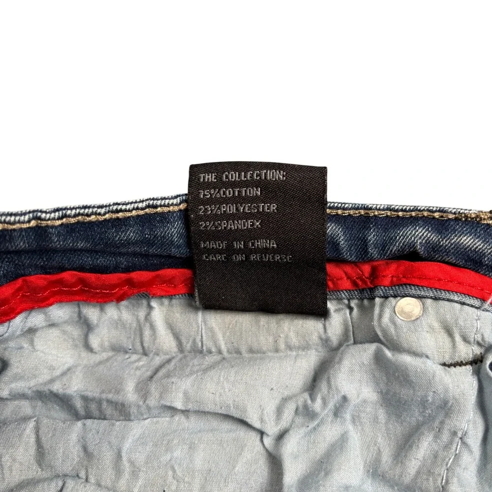 Encrypted Jeans Mens 42 Blue Distressed Whiskered Straight Leg Denim Streetwear